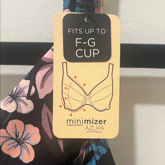 Azura Floral Bikini Top - Black and Pink - Picture 2 of 6